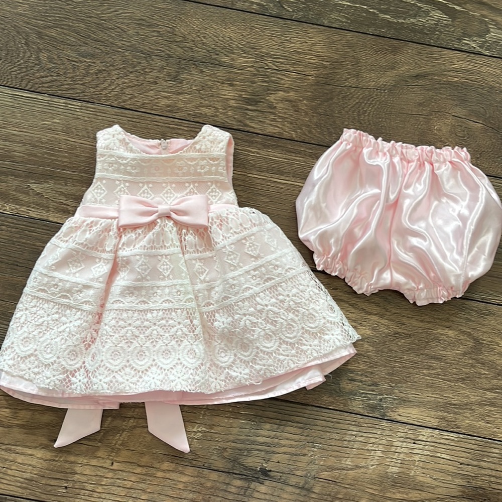 Baby Lace Dress and Bloomer Set